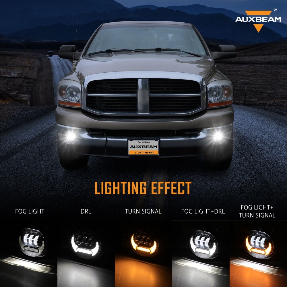LED Fog Lights w/ DRL Turn Signal Lamp for Dodge Ram 02-08 1500 03-09 2500 3500