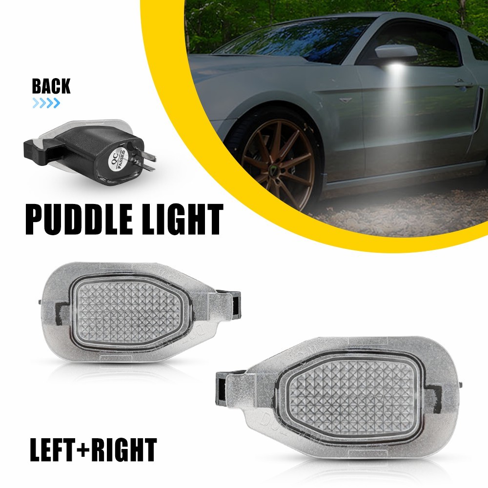 Front Left & Right White LED Clear Lens For 2013-2014 Mustang Under Mirror Lamps