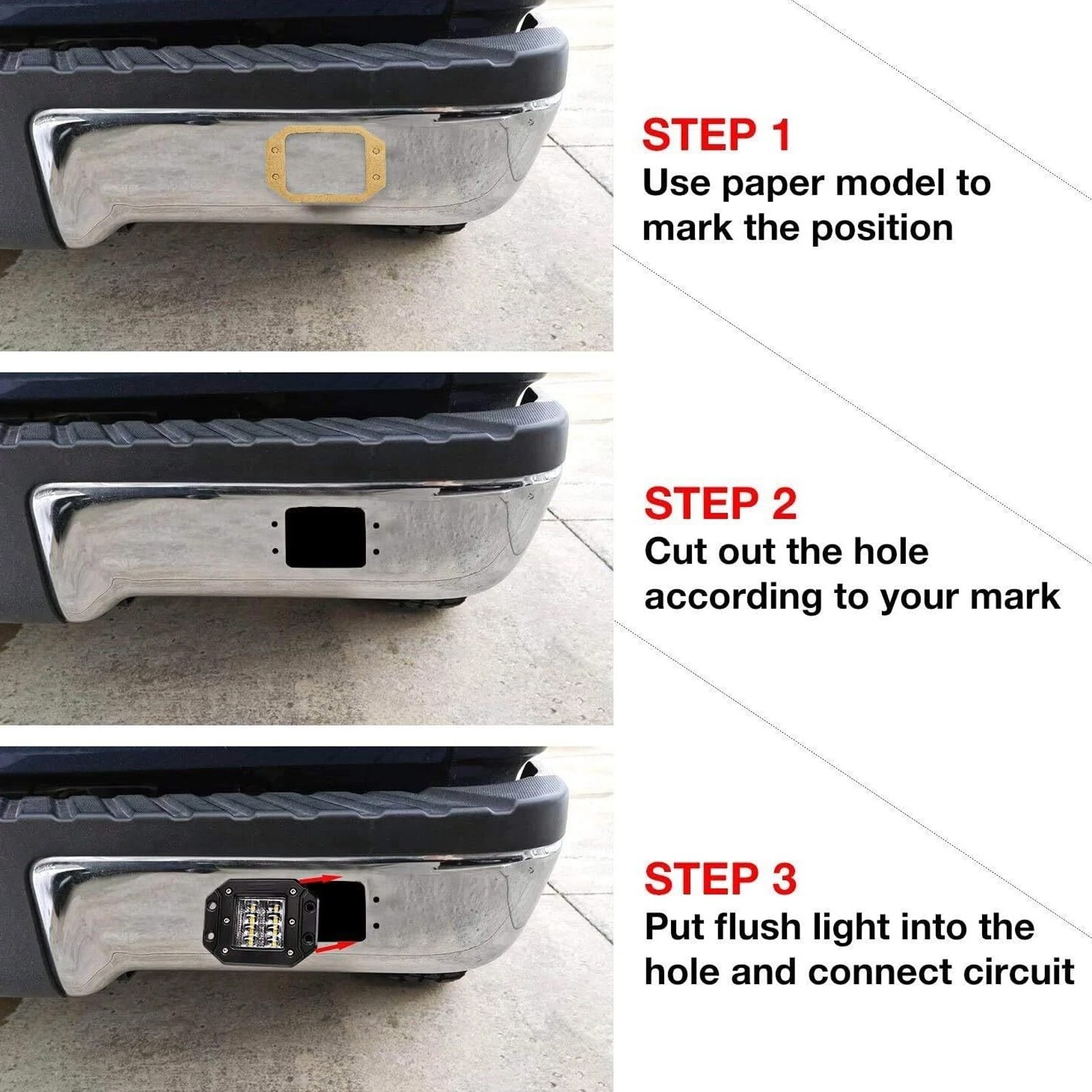 4x 5″ 300W Flush Mount LED Lights Pods Backup Reverse Rear Bumper Off Road 4WD