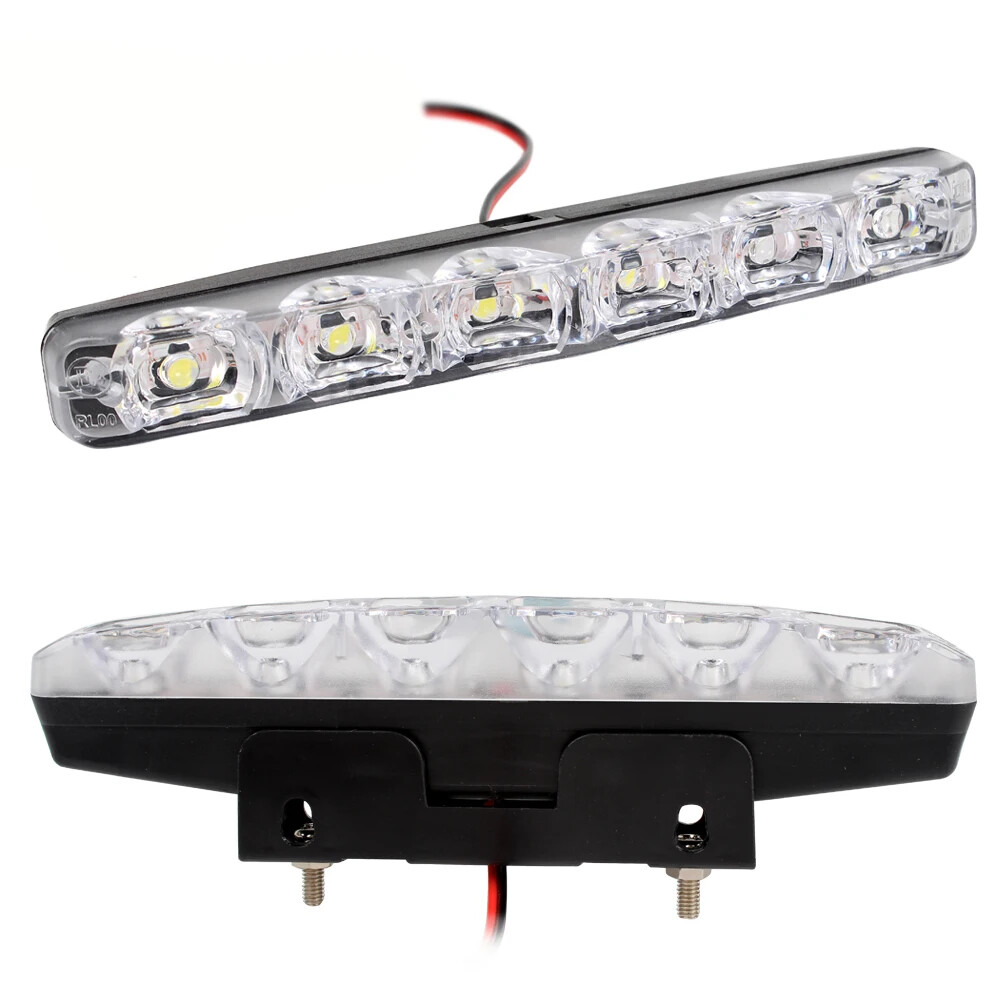 2pcs Hyper White 6 LED DRL Daytime Running LED Clear Fog Light Bumper Lamps 12V