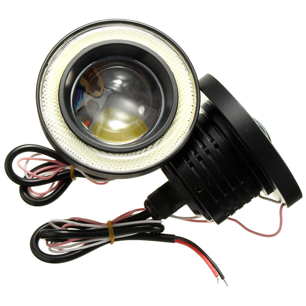 3.5″ Round COB LED Fog Light Projector Car Bright Angel Eyes Halo Ring DRL Bulbs