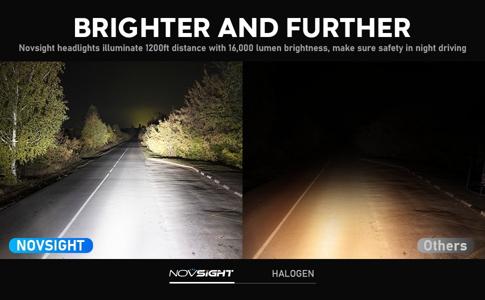 NOVSIGHT H7 LED Headlight Bulbs 13000LM Super Bright 6500K White Hi Lo Beam 2PCS