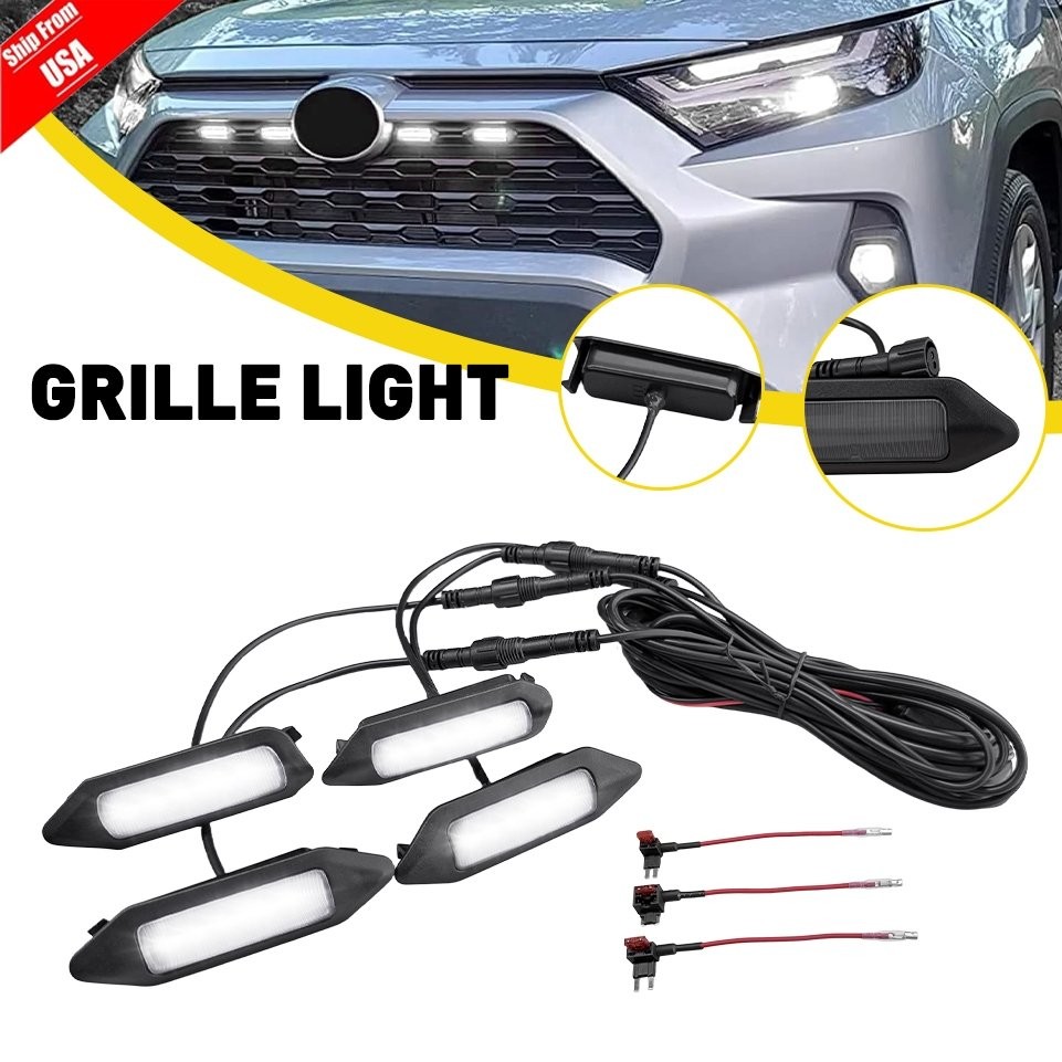 4Pcs White LED Grill Lights For 2024 2025 Toyota Tacoma TR D Sport / Off-Road US