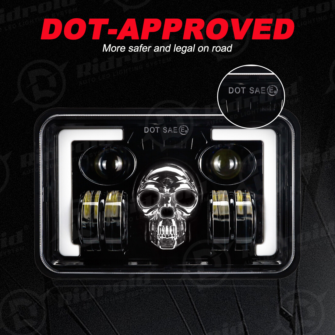 4x 4×6″ LED Headlights RGB For Kenworth T400 T800 W900 Peterbilt 357 359 378 379