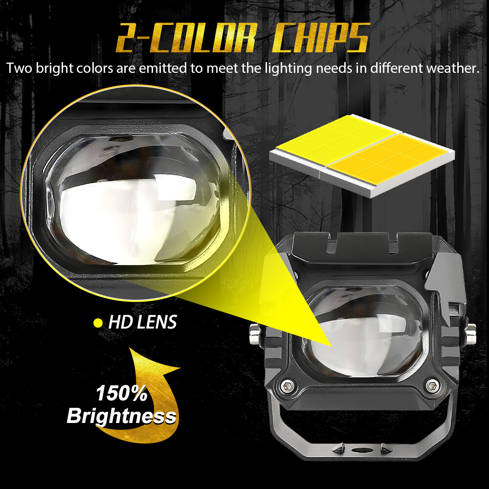 Pair 3″ LED Driving Light Spot Pods Fog Lamps For Peterbilt Mack Semi Truck