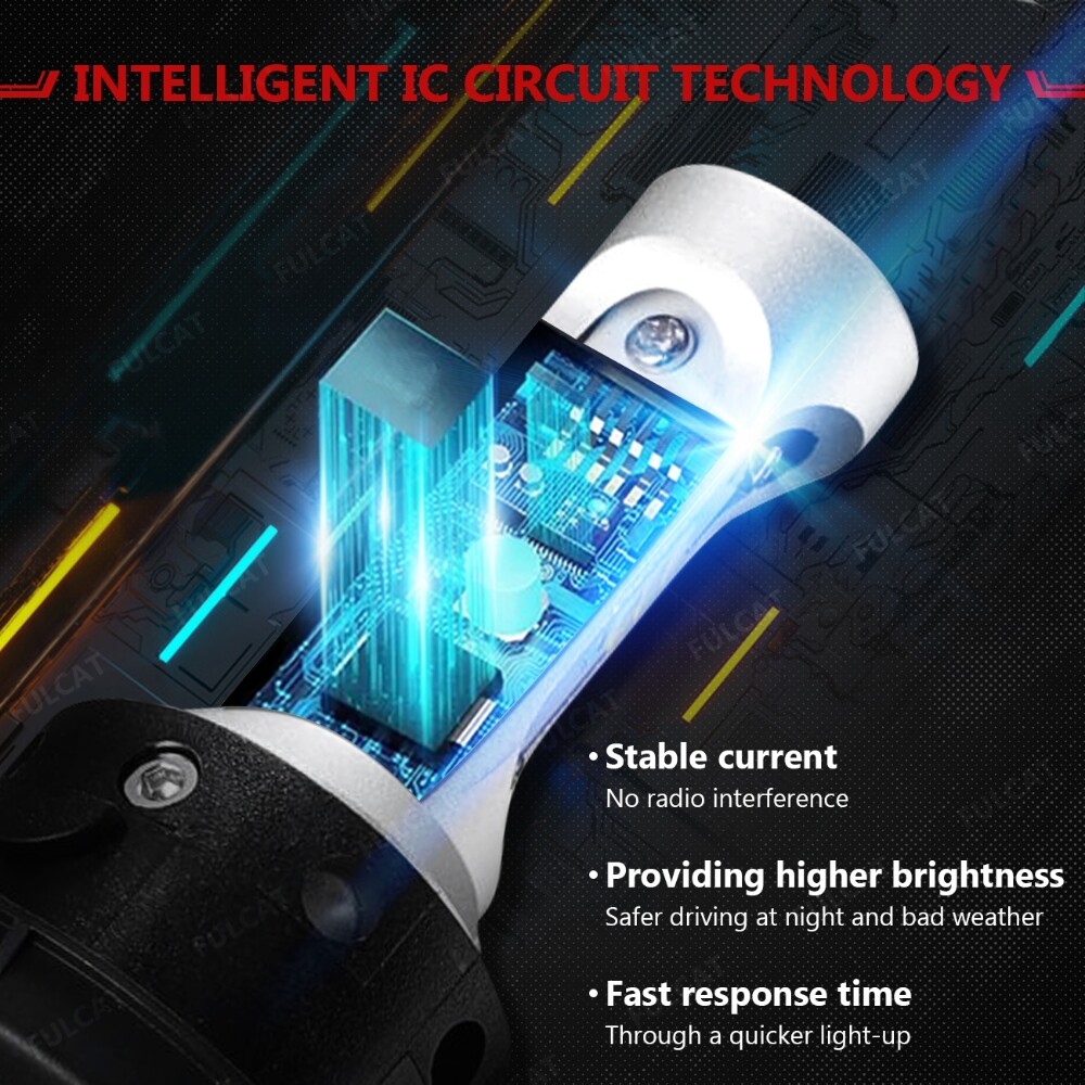 IRONWALLS Combo H13+5202 LED Headlight High Low Beam Fog Light Bulb White 6000K