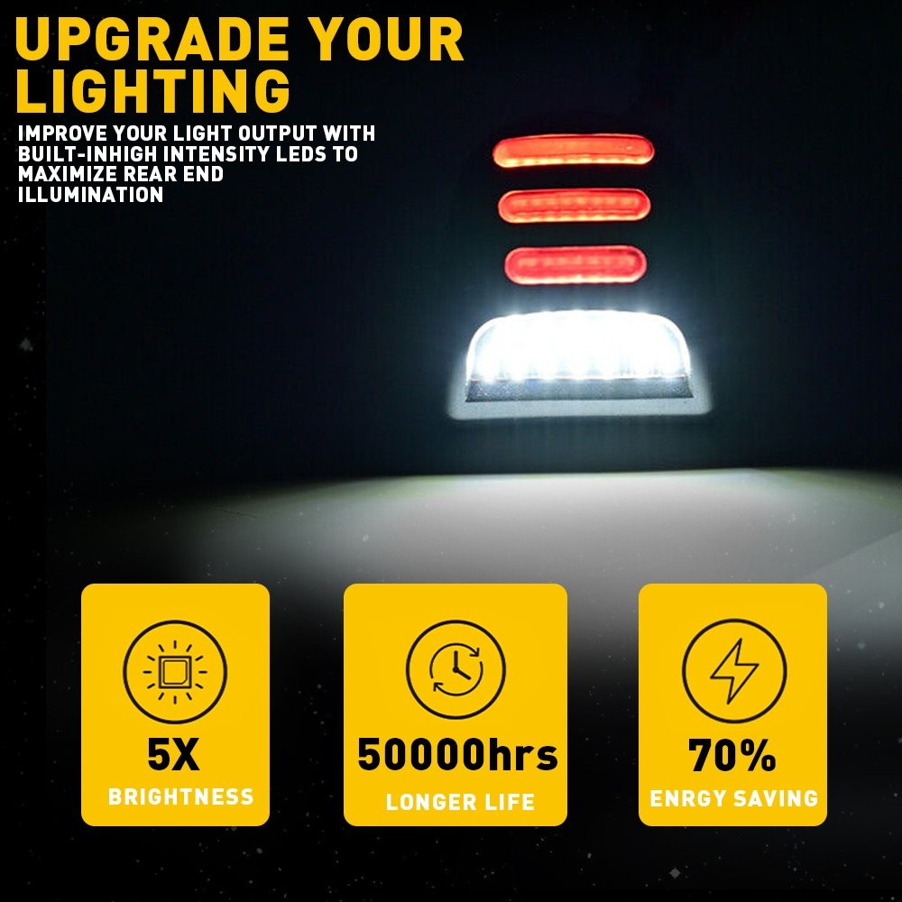 For Chevy GMC Silverado Sierra 1500 2500 LED Plate License Light Red DRL Tube 2x
