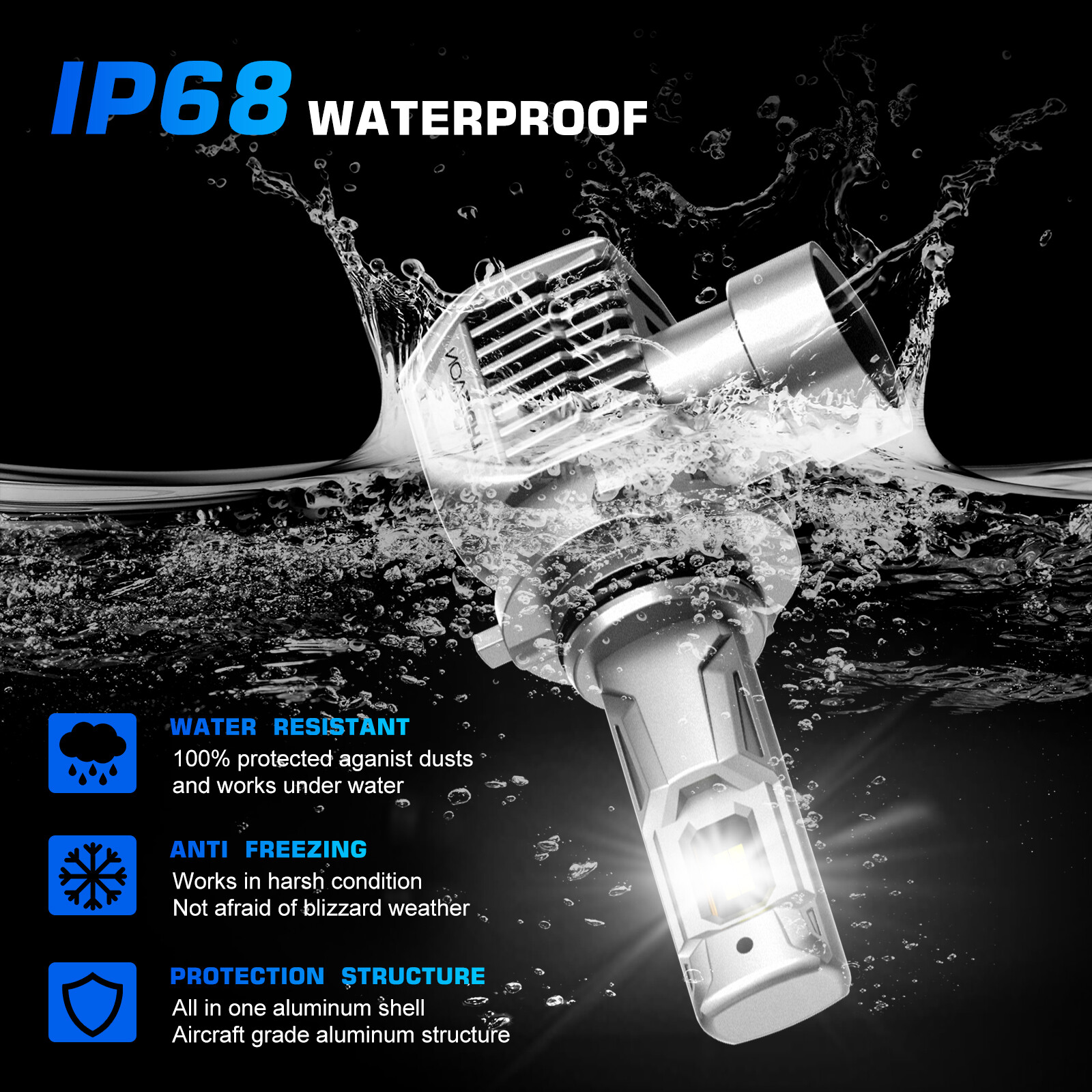 NOVSIGHT 9005 LED Headlight Bulbs High Lo Beam 300% Bright Lamp 100W 6500K White
