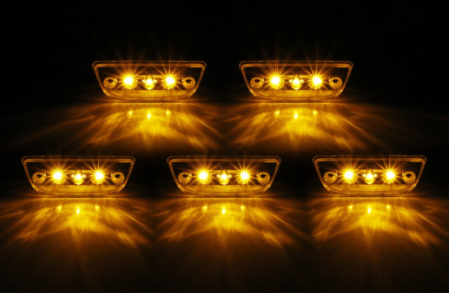 5pc Clear Lens Chrome Amber LED Roof Clearance Marker Lights For Kenworth T680..