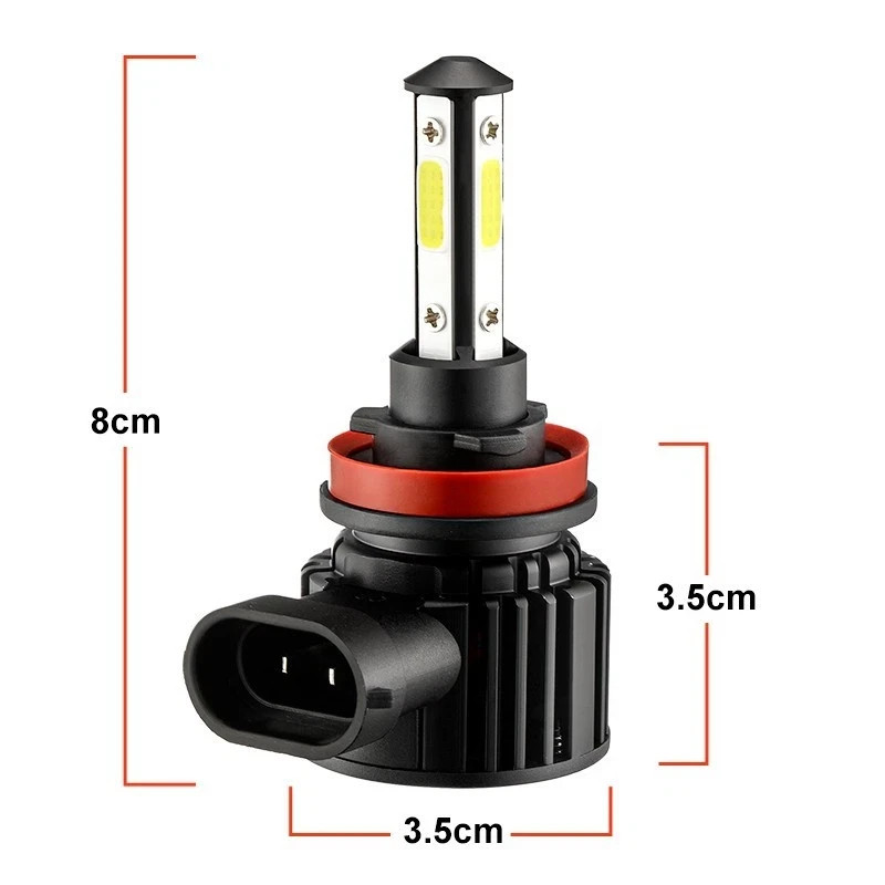 4-Sides H11/H9/H8 LED Headlight High/Low Beam Bulbs Super Bright 6500K 3600000LM