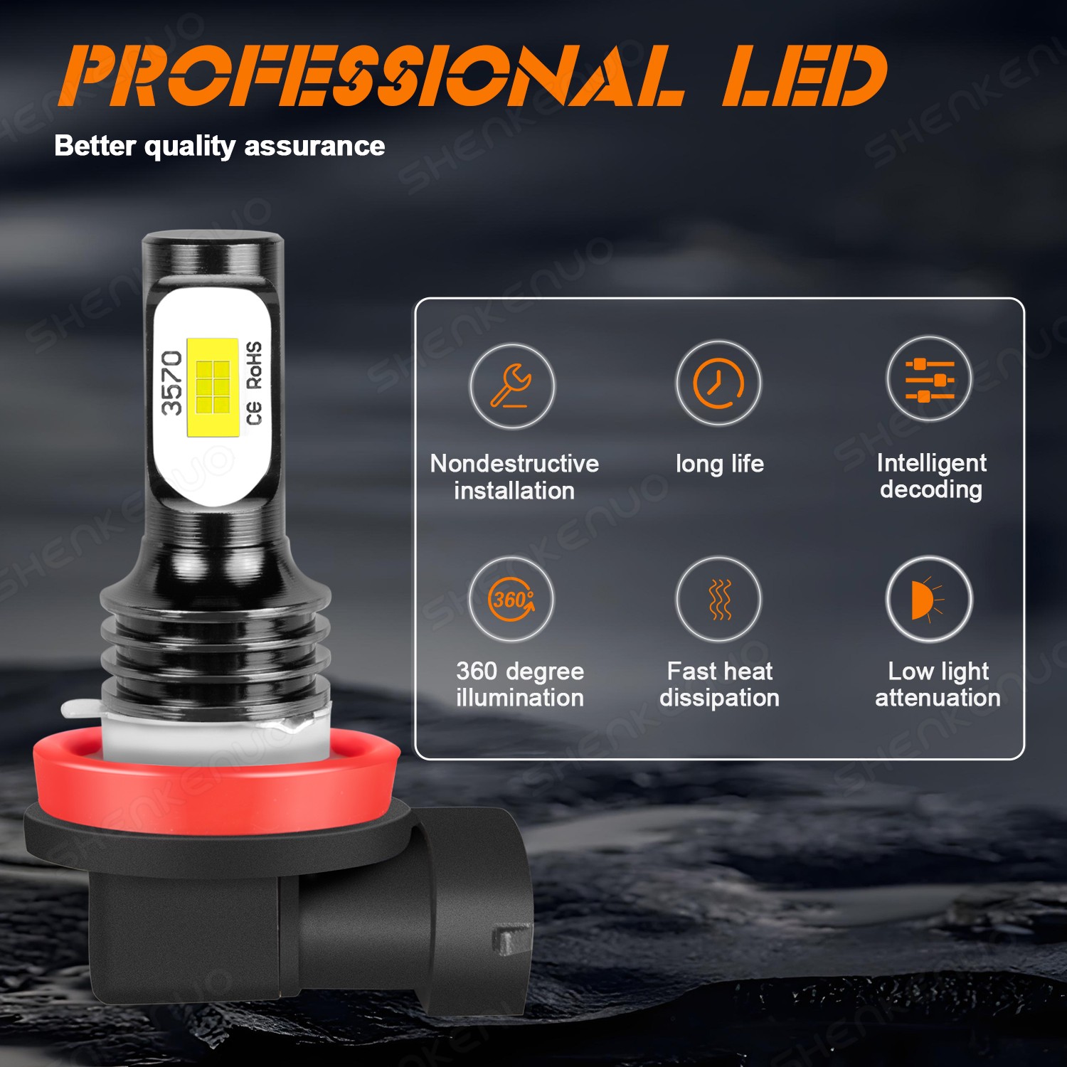 LED Headlight Combo H7+H7+H11 High Low Beam Fog Light 6x Bulbs Kit 6000K White
