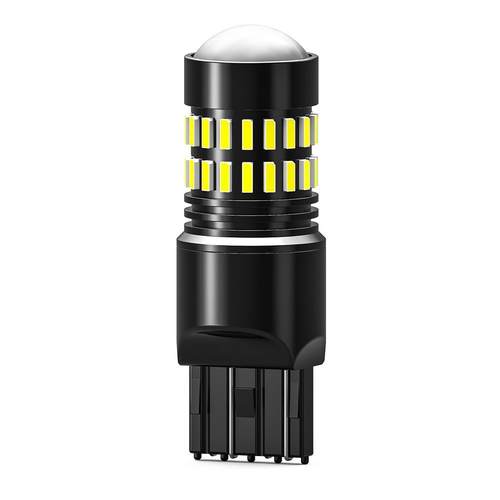 2X 7443 7440 LED Backup Reverse Brake Tail Stop Parking Light Bulbs CANBUS White