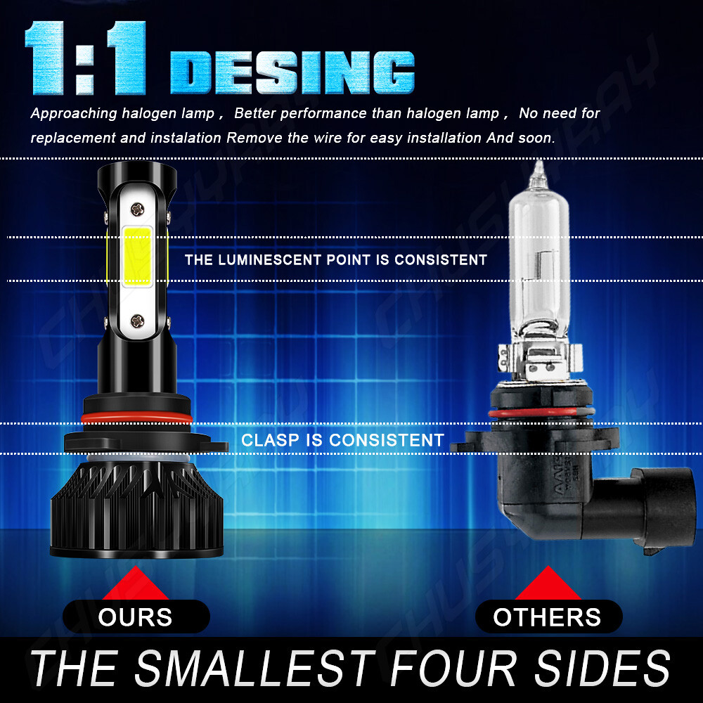 For Chevrolet Caprice 1987-1989 1990 6000K LED Headlight High & Low Beam Bulbs