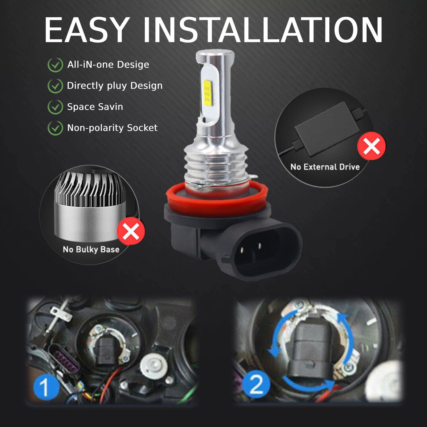 9005+H11 LED Headlight Super Bright Bulbs Kit 6500k White 330000LM High/Low Beam