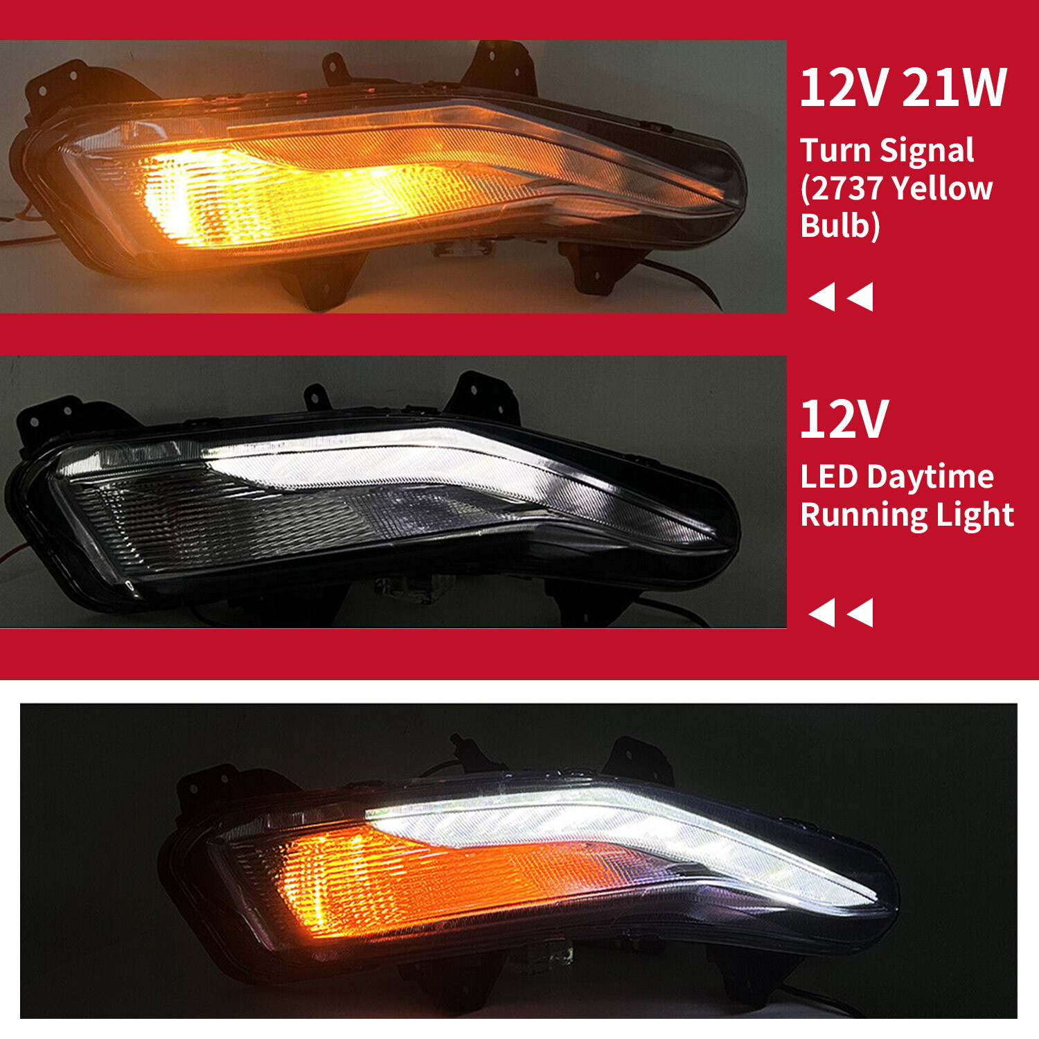 Fog Lights LED Pair Lamp Bar For 19-23 Chevrolet Chevy Malibu LT Turn Signal LED