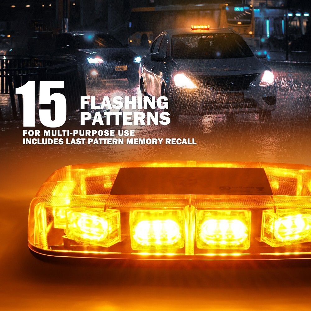 48W Yellow Amber LED Strobe Beacon Lights Car Truck Emergency Hazard Warning