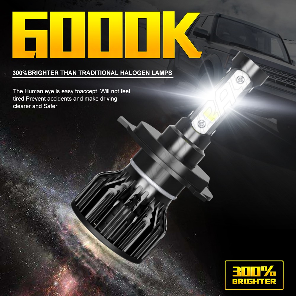 Combo 9005+H11 LED Headlight Super Bright Bulbs Kit White 72000LM High/Low Beam