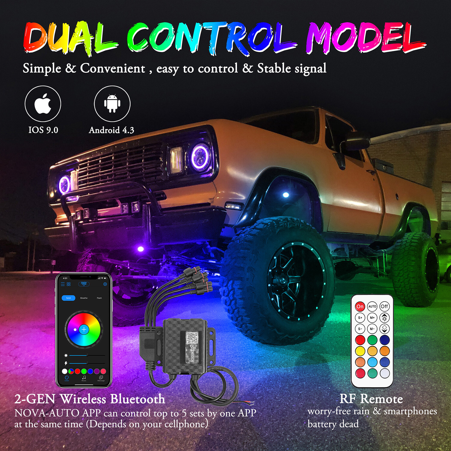 For Can-am Maverick X3 RGB LED Rock Lights 12 Pods Music APP Bluetooth Underbody