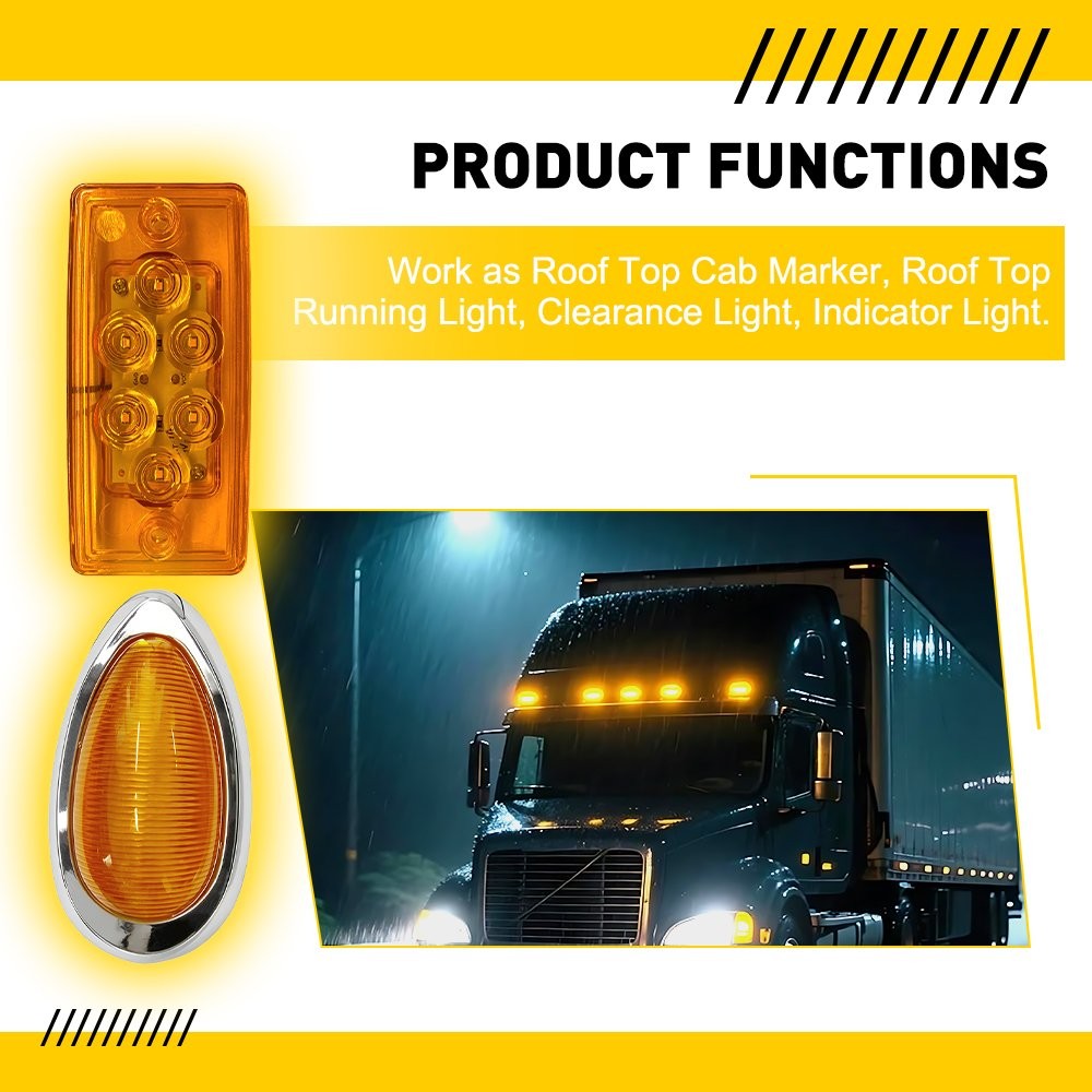 7-70x LED Cab Roof&Side Marker Amber Light Fit Freightliner Volvo Truck Trailer