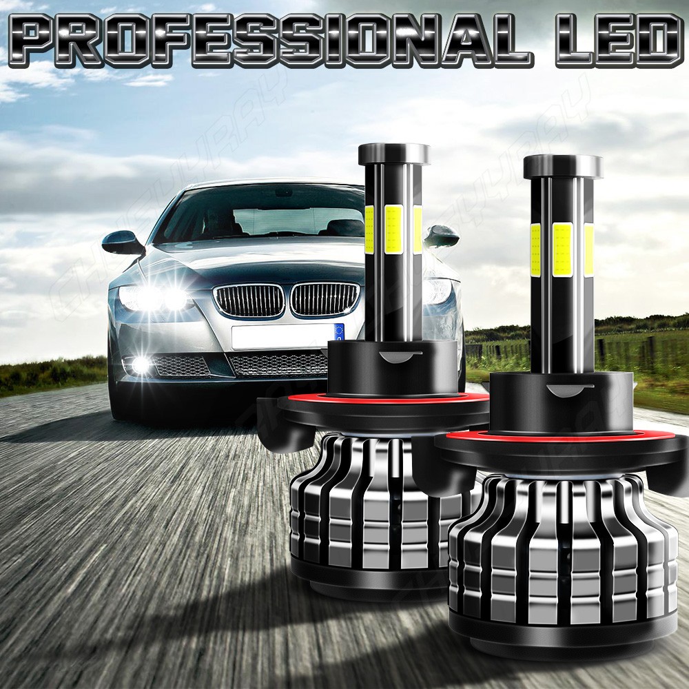 Pair H13 9008 LED Bulbs High Low Beam 6000K 100W Conversion Kits Bright White