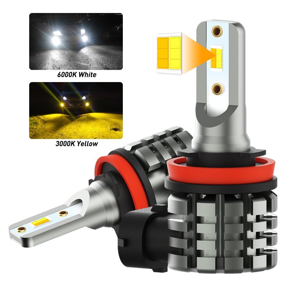 Switchback LED Fog Light Bulb H11 H8 H16JP Yellow 3000K + White 6000K Dual Color