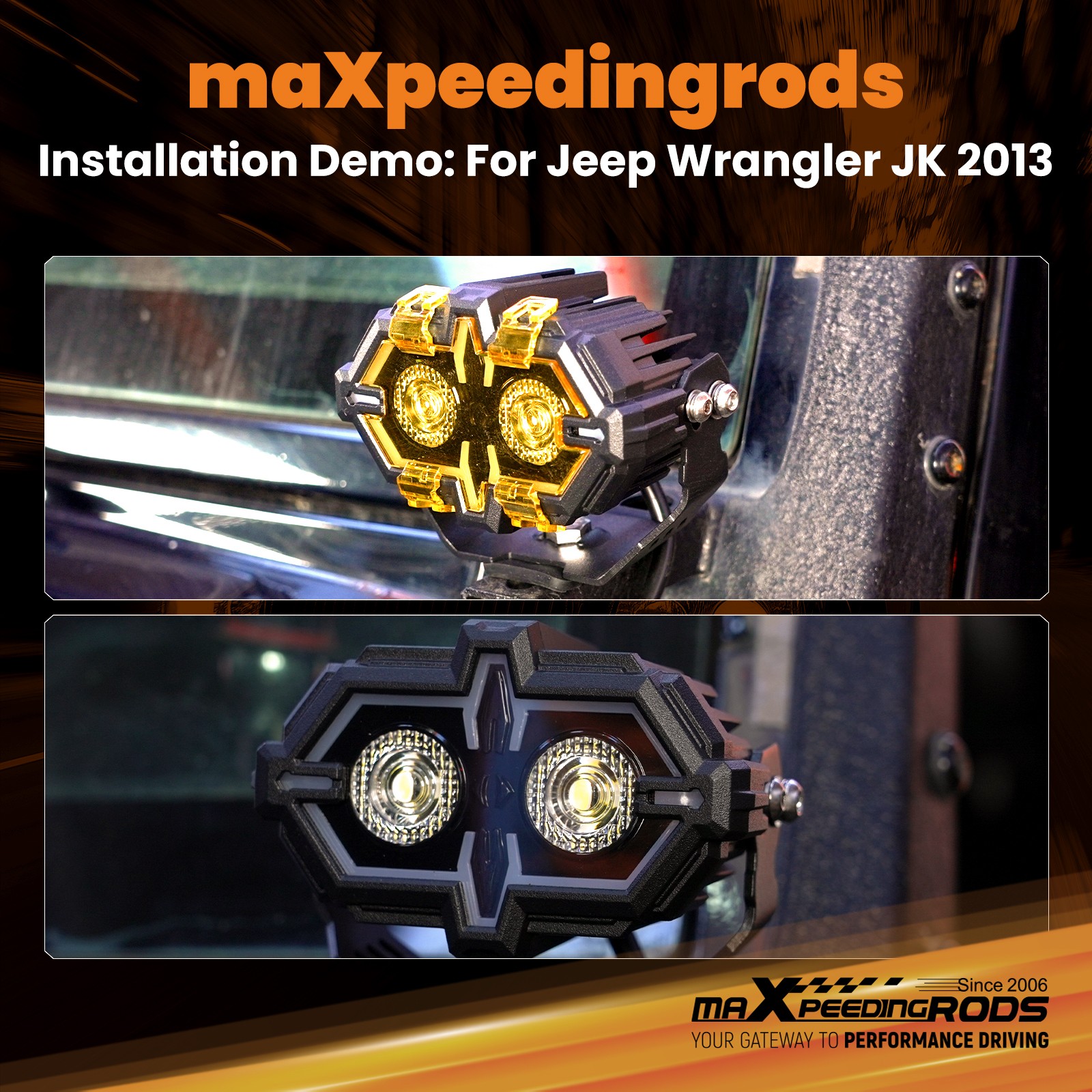 108W LED Driving Fog Light For Off-Road Trucks ATVs Rectangular IP68 Waterproof