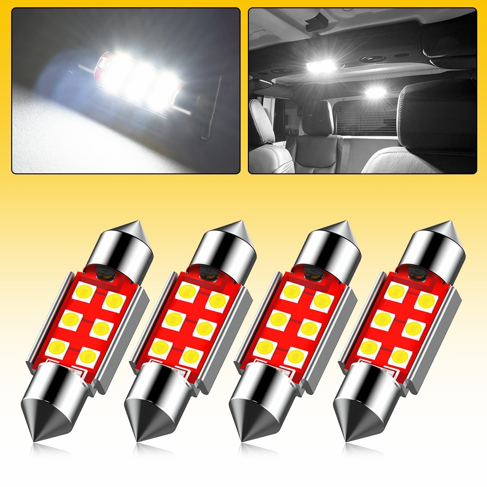 560 569 41mm LED Parking Marker Dome Map Light Bulbs Super Bright White 4pcs US