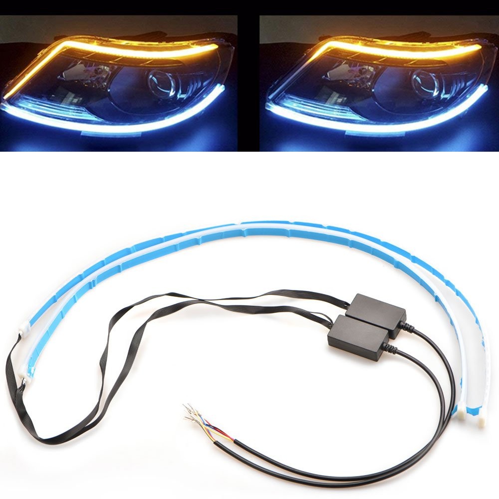 Car Sequential LED Steering Strip Light Bar Signal Turn White Amber Switchback A