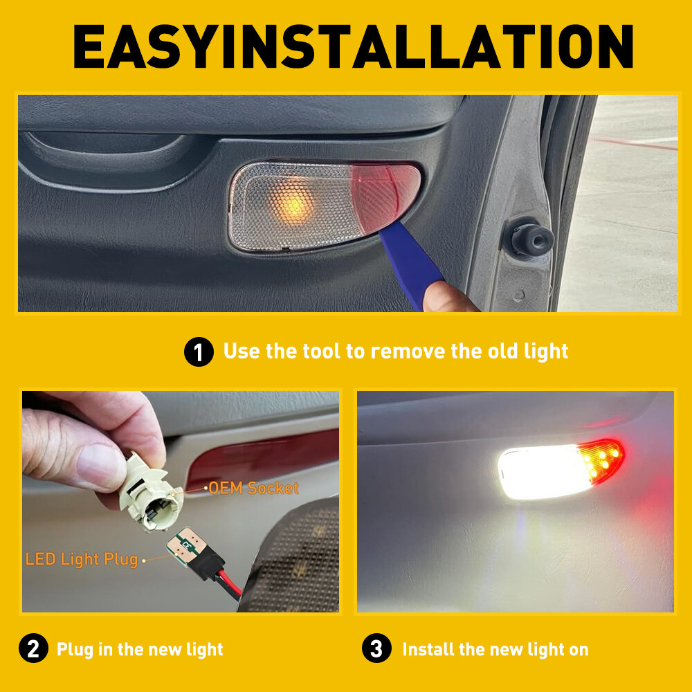 smoked LED Panel Door Interior Courtesy Light Pair Lamp For 1997-2003 Ford F150