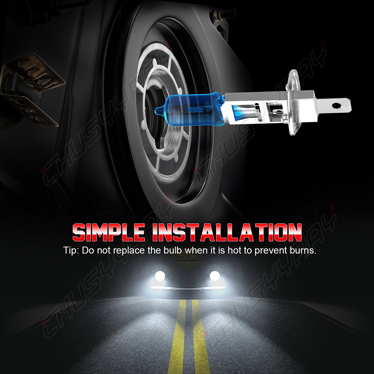 H1 Halogen Bulbs White 12V 55W Improve Night Visibility
