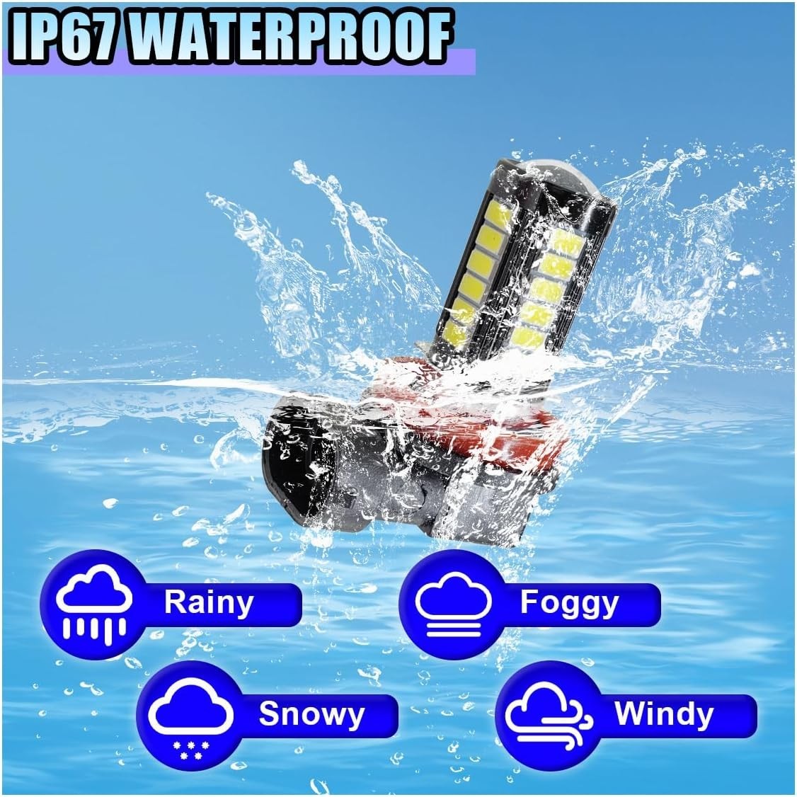 High Brightness 6500K H11 LED Fog Lights – 2PCS, Universal Fit, 50000 Hours Life
