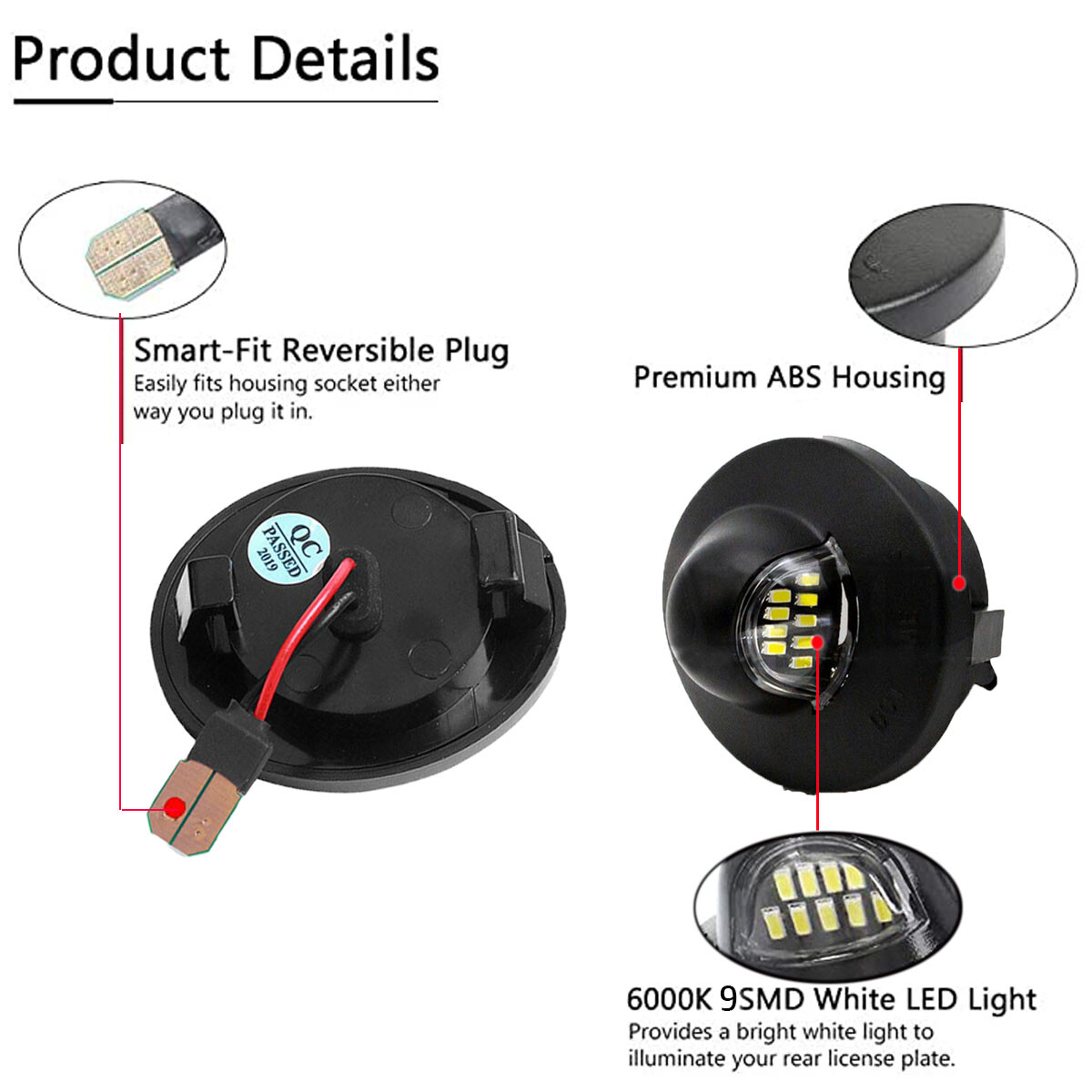LED License Plate Light Lamp Assembly Replacement For Ford F150 F250 Super Duty