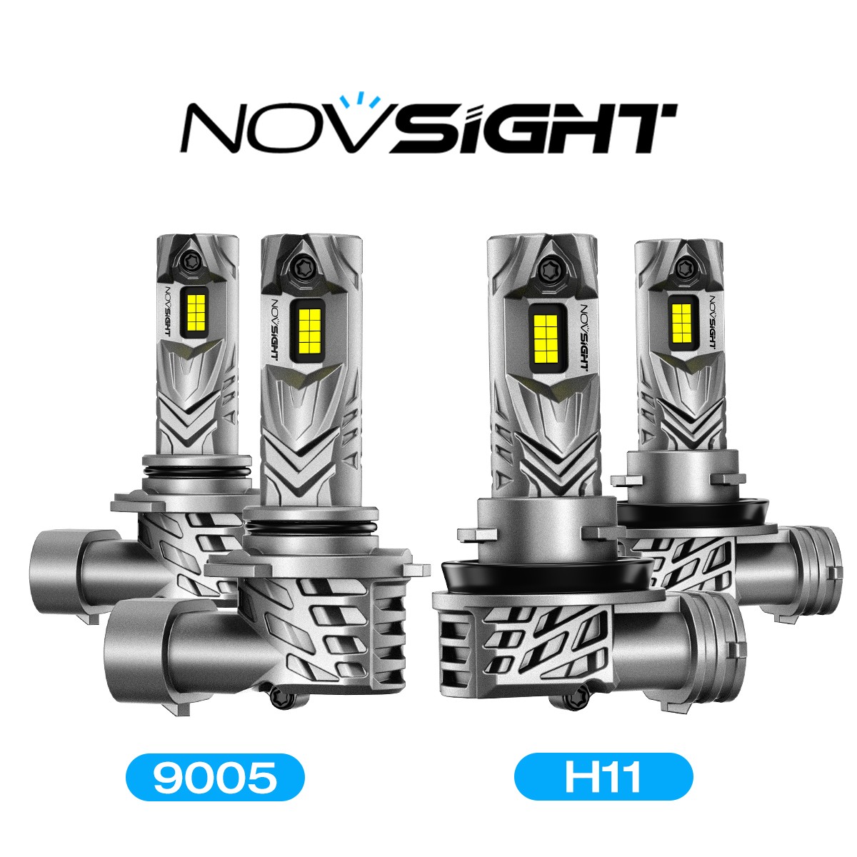 Novsight Combo 9005+H11 LED Headlight Super Bright Bulbs Kit White High/Low Beam