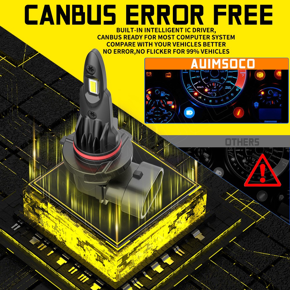 9012/HIR2 H16/5202 LED Headlight Fog Light Kit Bulbs White 6000K Plug&Play 4Pack