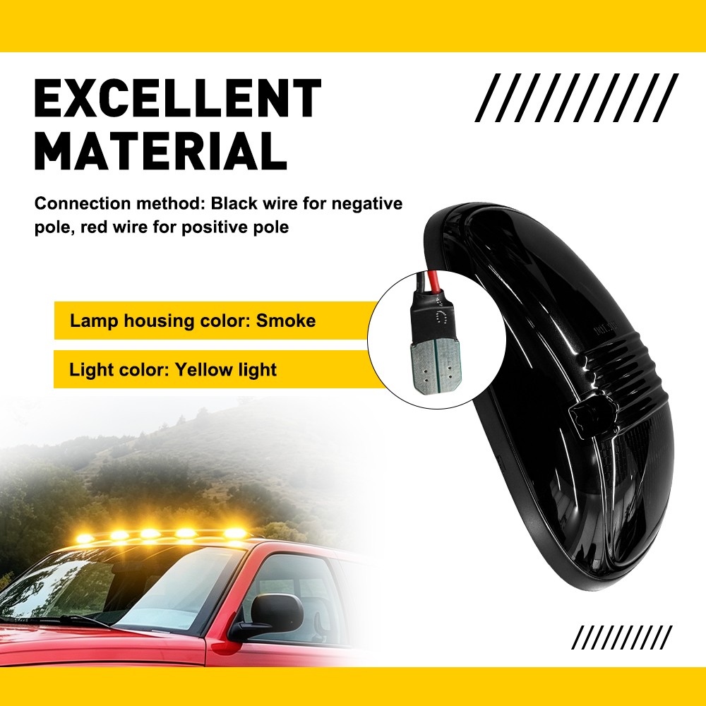 For 1999 2000 2001 Dodge Ram 1500 5xAmber/White LED Cab Roof Marker Lights Set