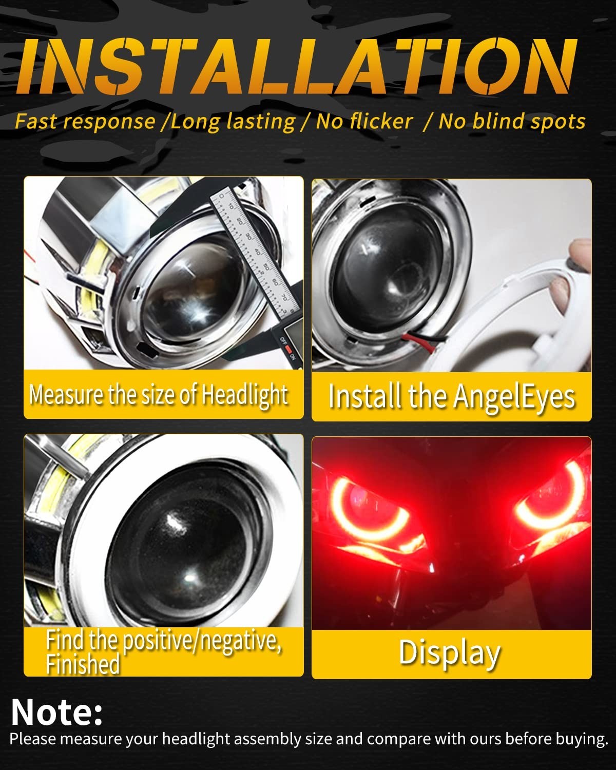 110MM Red Angel Eyes 78SMD COB LED Driving Lights DRL Halo Ring 9-30V DC – 1 Pai