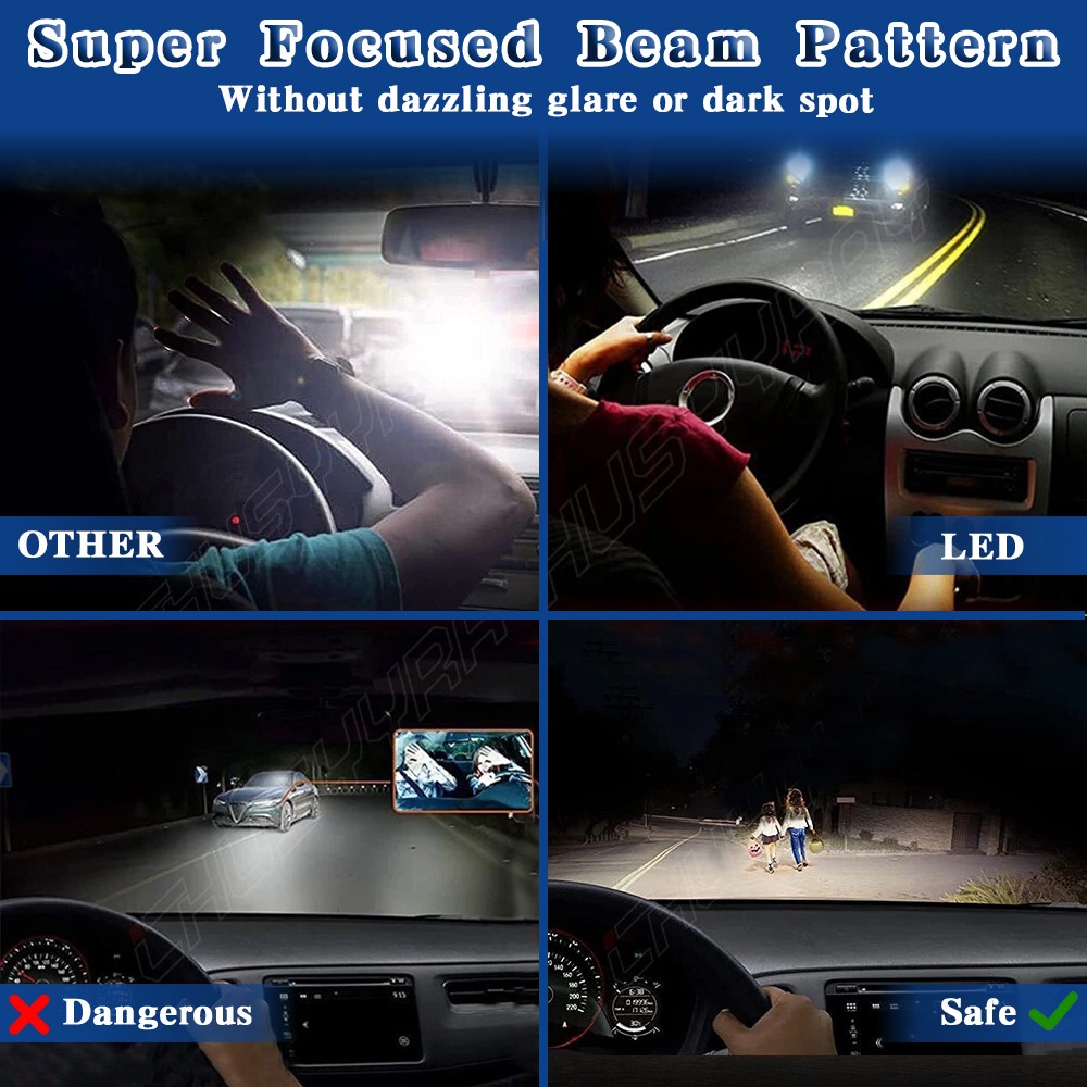 NEW H1 6000K CSP LED Headlight Bulb Kit Super Bright White 40000LM High Low Beam