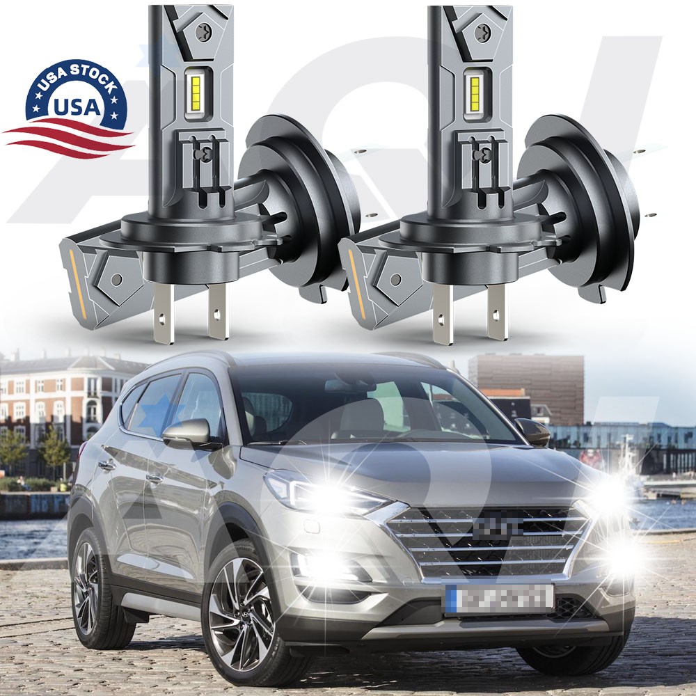 For Hyundai Tucson 2016-2019 LED Headlight High Low Beam Bulbs Combo Clear White