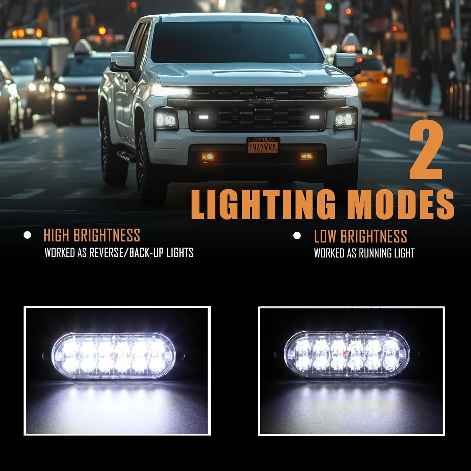 Pack of 2 Waterproof LED Reverse Backup Lights – Aluminum Housing, DOT Compliant
