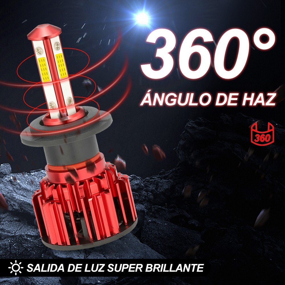 4 Sides H7 LED Headlight Bulb Kit High Low Beam 6500K White Super Bright 20000LM