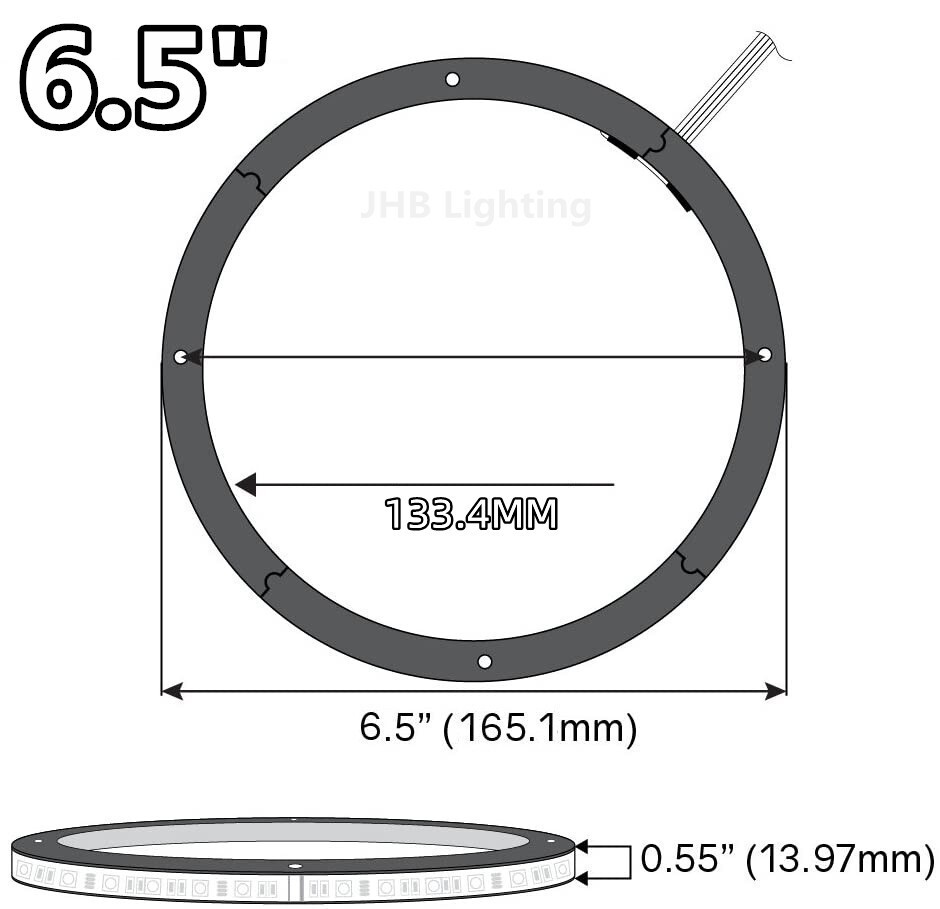 JHB 4PCS 6.5″RGB Multicolor CHASING Flow LED 1/2″Spacer Car Speaker Rings Lights