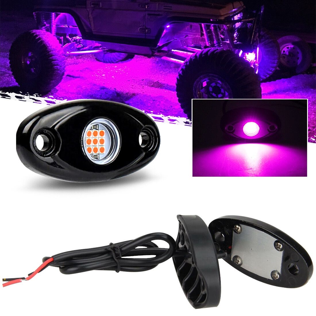 LED Rock Lights Underbody Light 9W For Jeep Offroad Truck ATV UTV 4X4 Car Boat