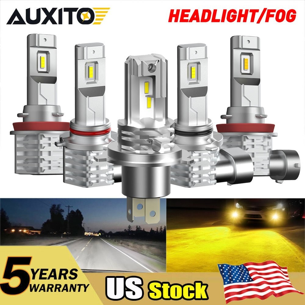 AUXITO LED 9005 9006 H4 H11 Headlight Driving Fog Bulbs White Super Bright 6500K