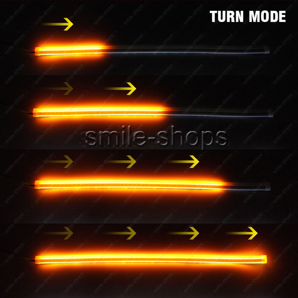 2pcs 60cm RGB Multi-Color Flexible Tube LED DRL Strip Light Flowing Turn Signal