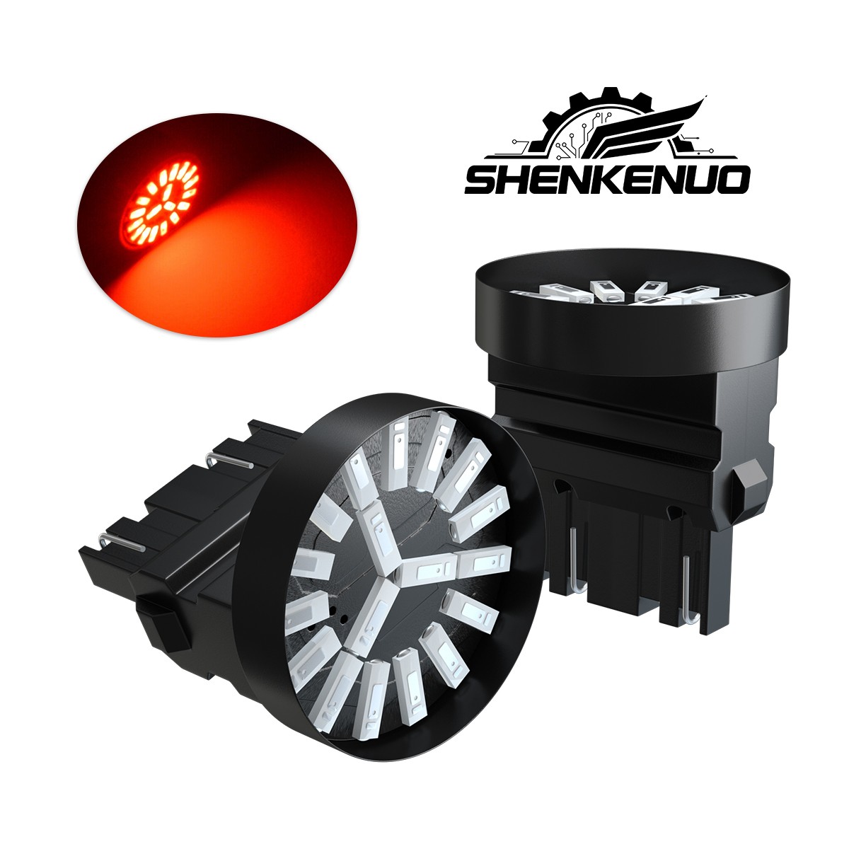 Red 7443 7440 LED Reverse Backup Brake Tail Stop Parking Light Bulbs 2x