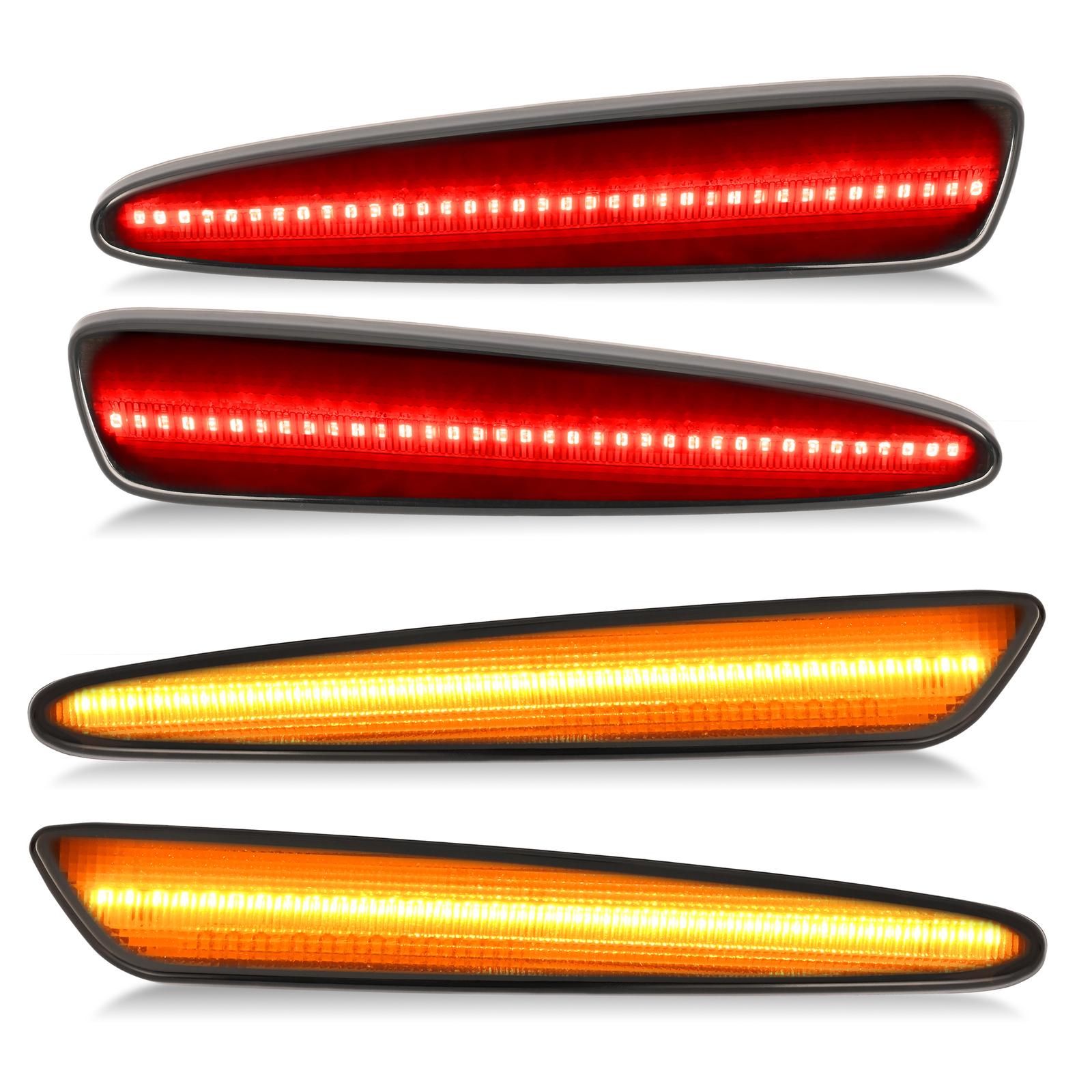 LED Smoked Front Rear Side Marker Lights Amber+Red For Chevy Corvette C6 2005-13
