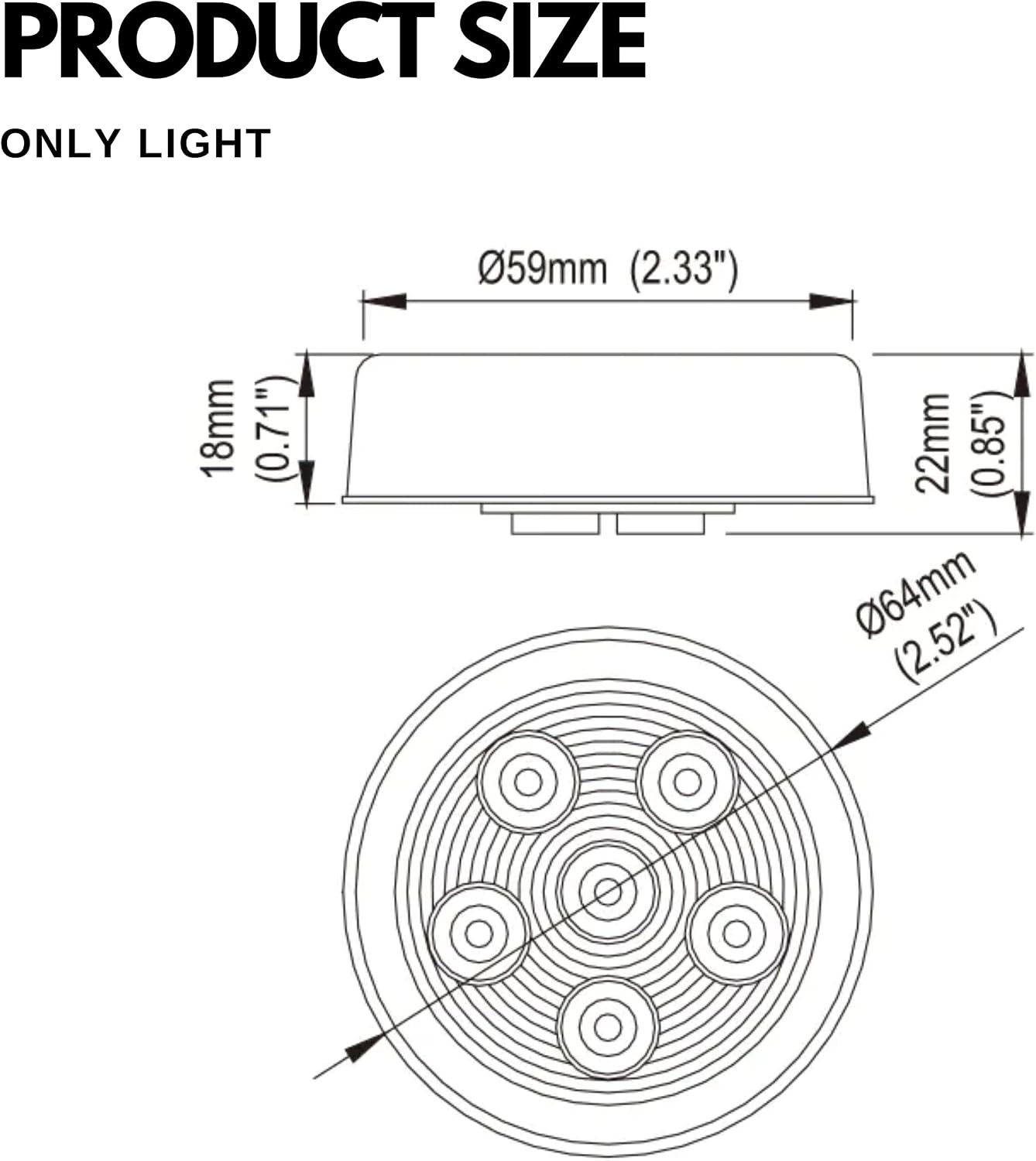 2.5″ Round 6 LED Light Truck Trailer Side Marker Clearance Kit 2 Red & 2 Amber