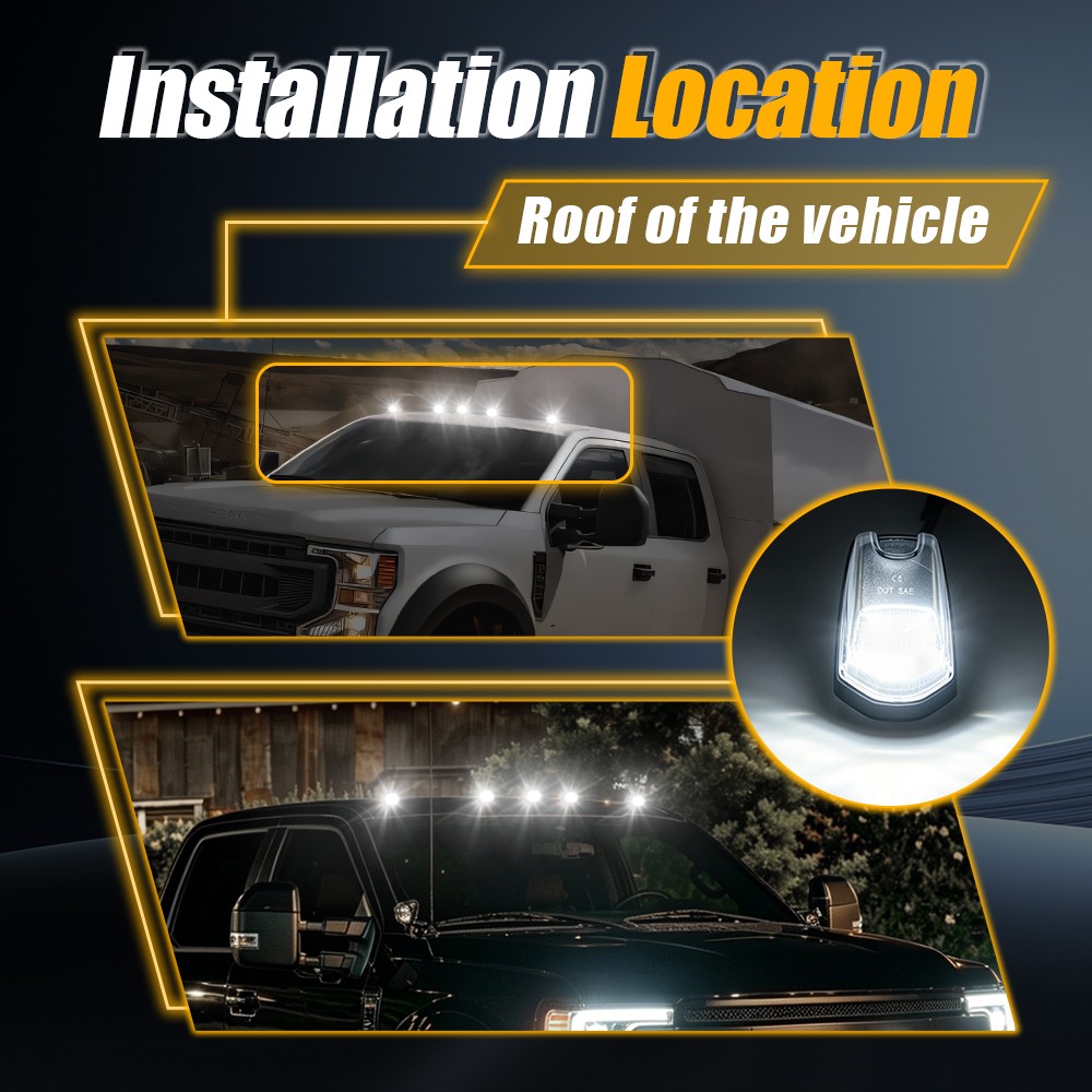 1-10 Set Cab Roof Marker Lamps White LED Clear For 2017-22 Ford F-350 Super Duty