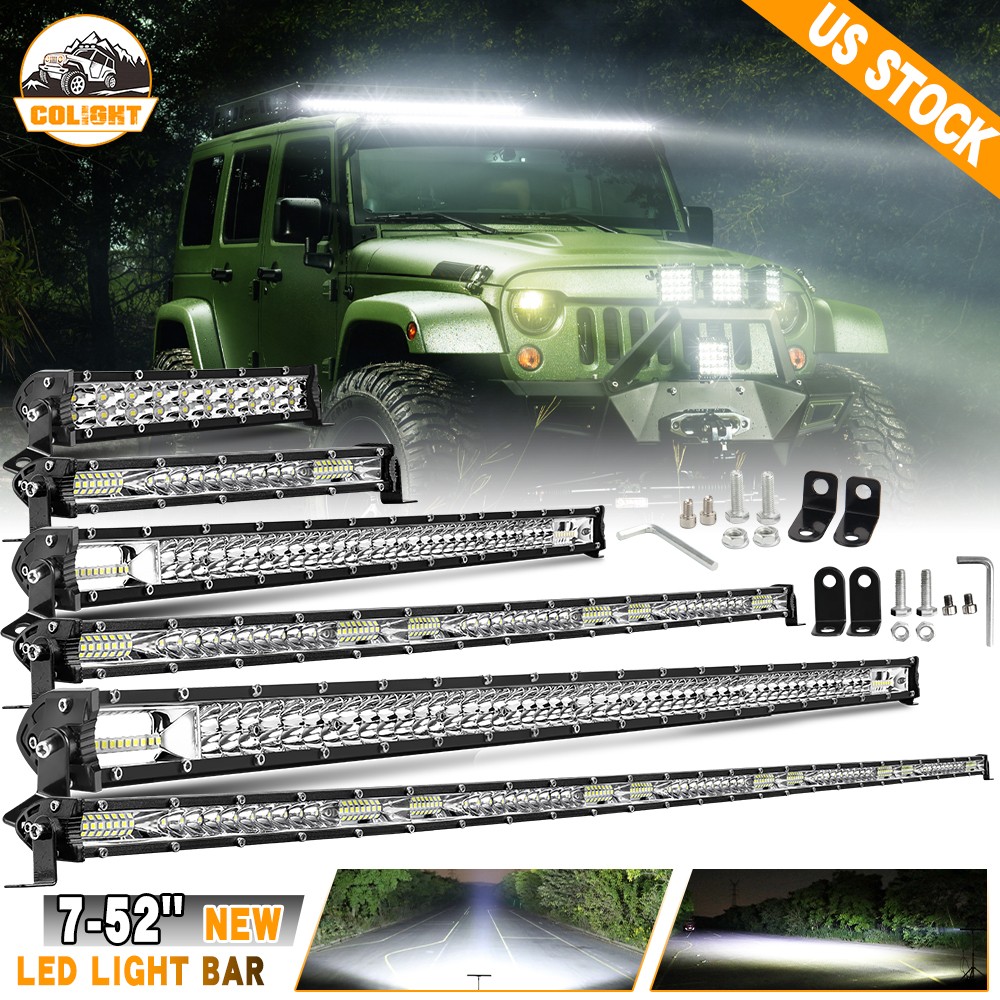 7″20″38″50″ Straight Dual Row LED Light Bar Spot Flood Combo UTV ATV Truck Boat