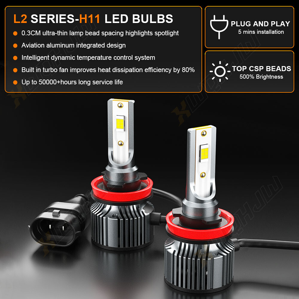 4PCS Combo 9005+H11 WHITE 6000K LED Headlight Bulbs Kit 120W High Low Beam